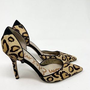 Sam Edelman Womens Beige Delilah Animal Print Slip On D'Orsay Heel Size US 7.5